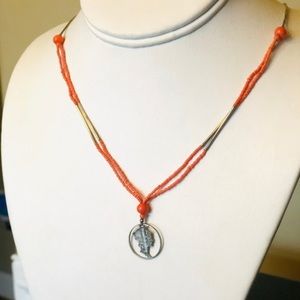 Rare Vintage Silver Mercury Dime Coral Necklace